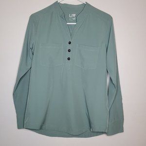 LIV Outdoor UPF 30 Shirt Fishing Camping Hiking Green Medium Long Sleeve Pull On